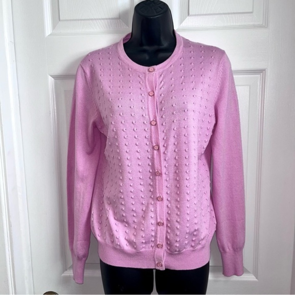 Melrose Chic New York Cardigan Pink Small Women sweater knit long sleeve buttons